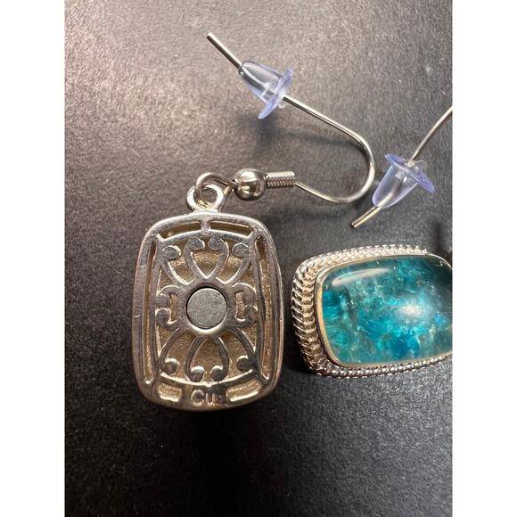 NEW neon apatite in matrix in platinum over copper - Picture 4 of 16